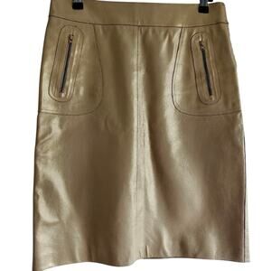 Scrupoli Vintage 80's Italian Gold Leather Skirt Size 8